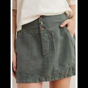 Aerie Olive Button-Up Mini Skirt